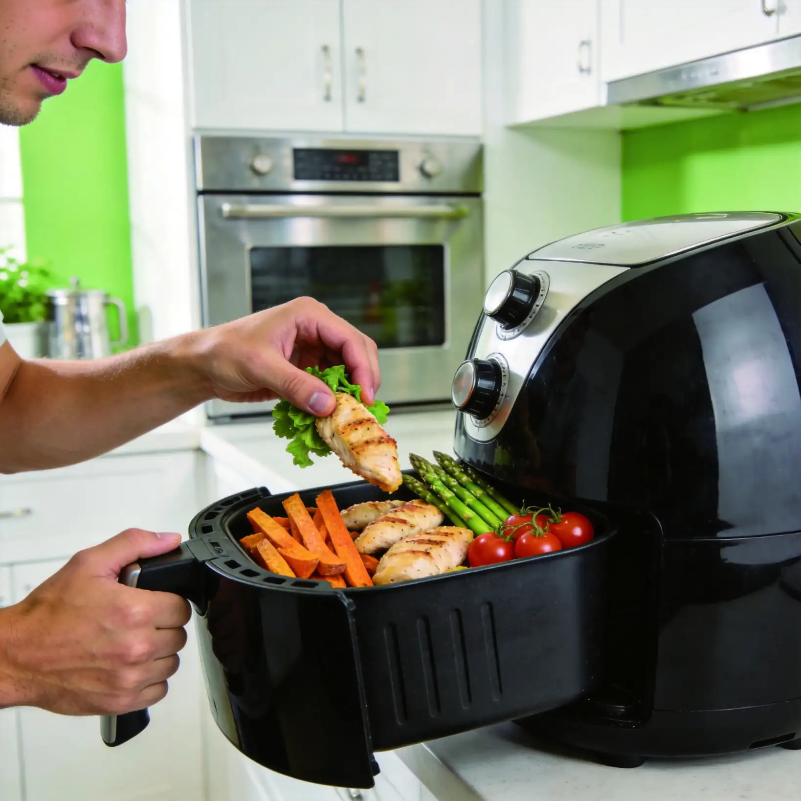 Air fryer dinner preparation