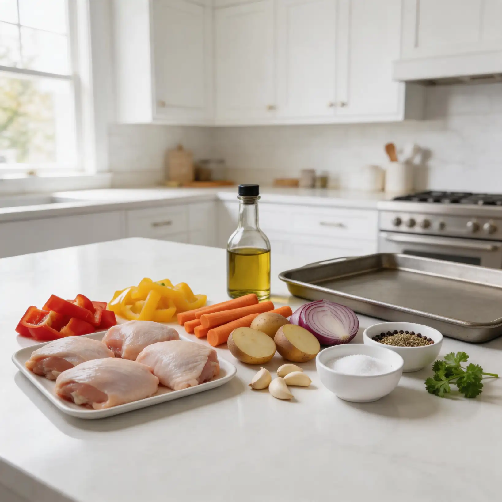 Sheet pan dinner preparation