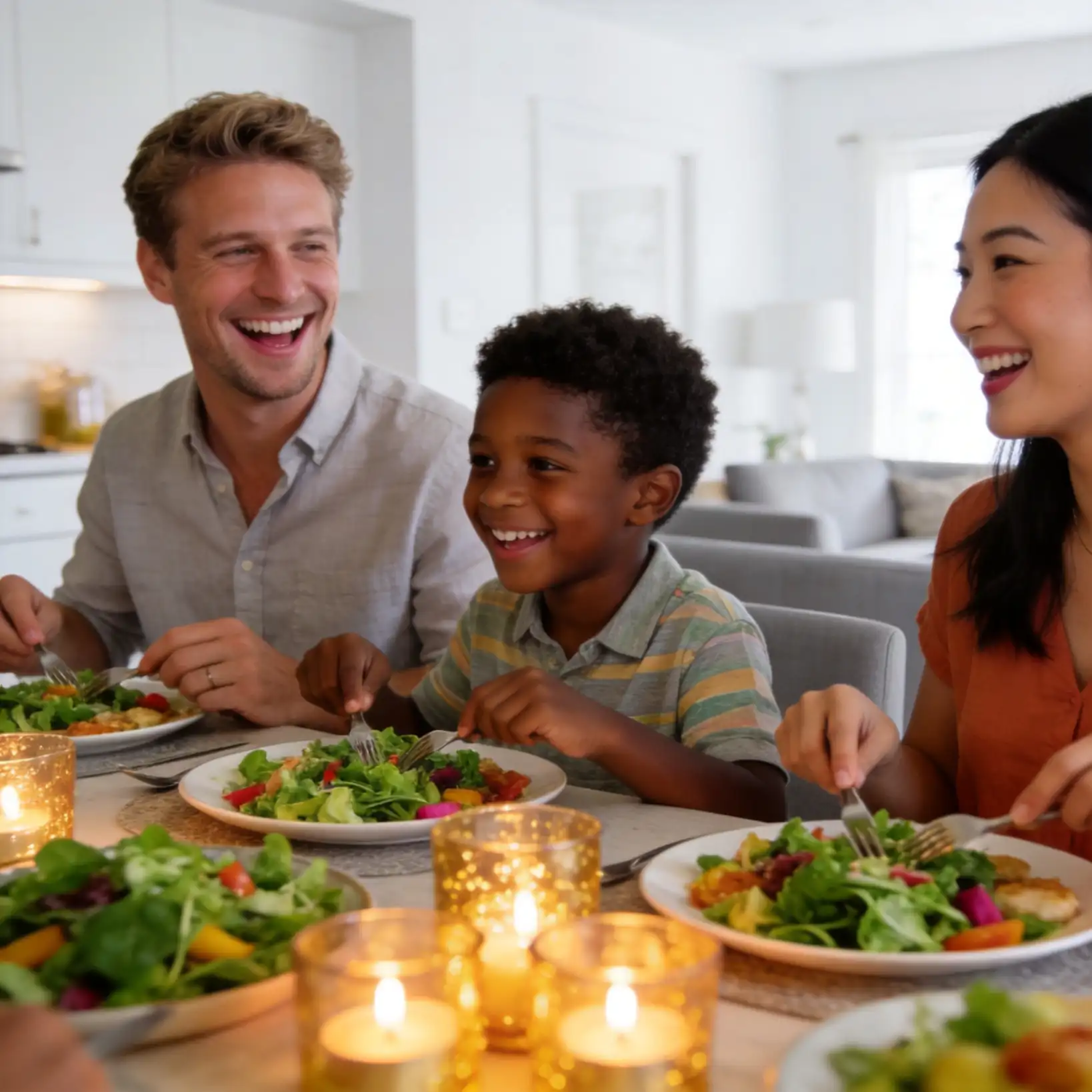 Happy family enjoying dinner
