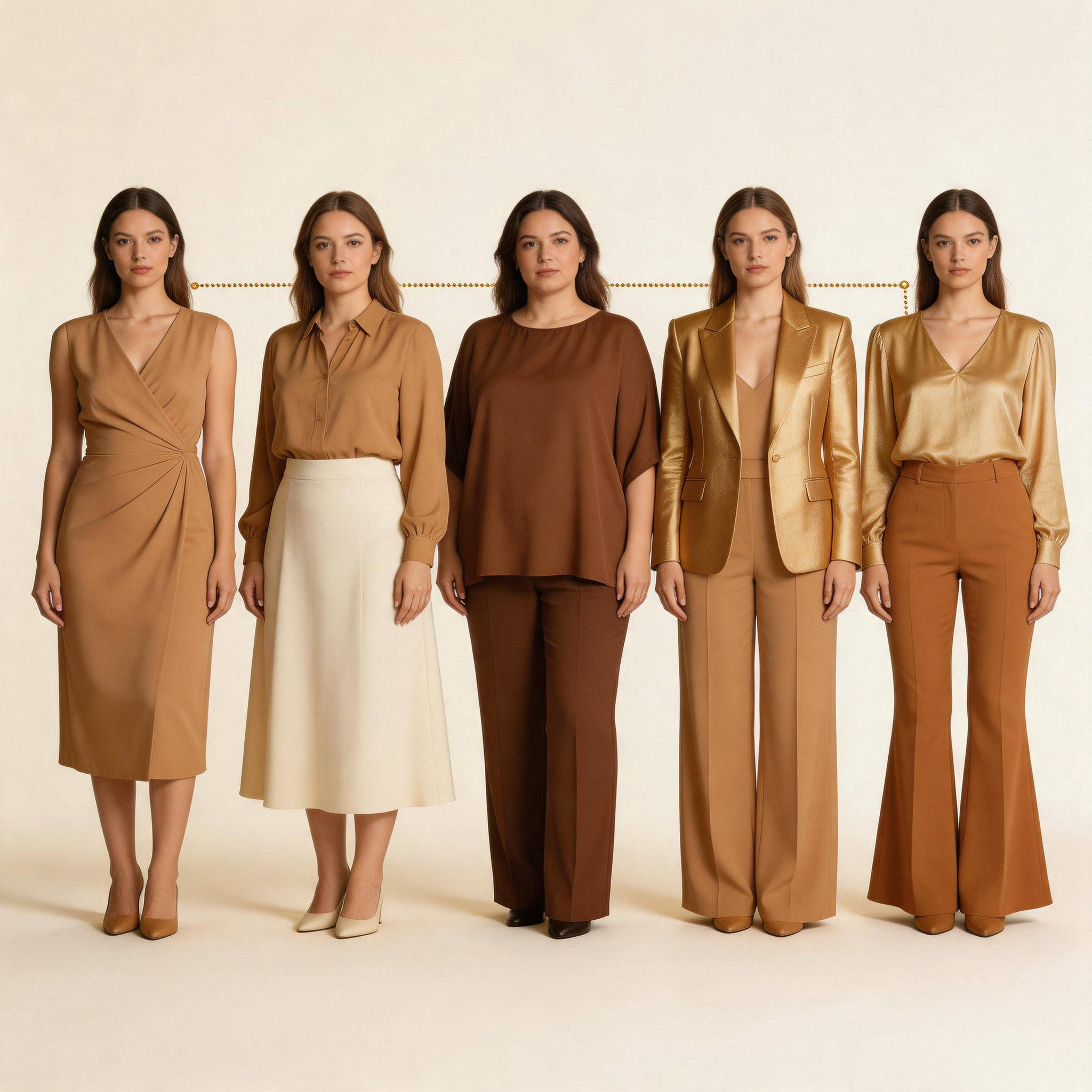 Diagram showing AI analyzing body proportions from a photo to generate personalized outfit recommendations