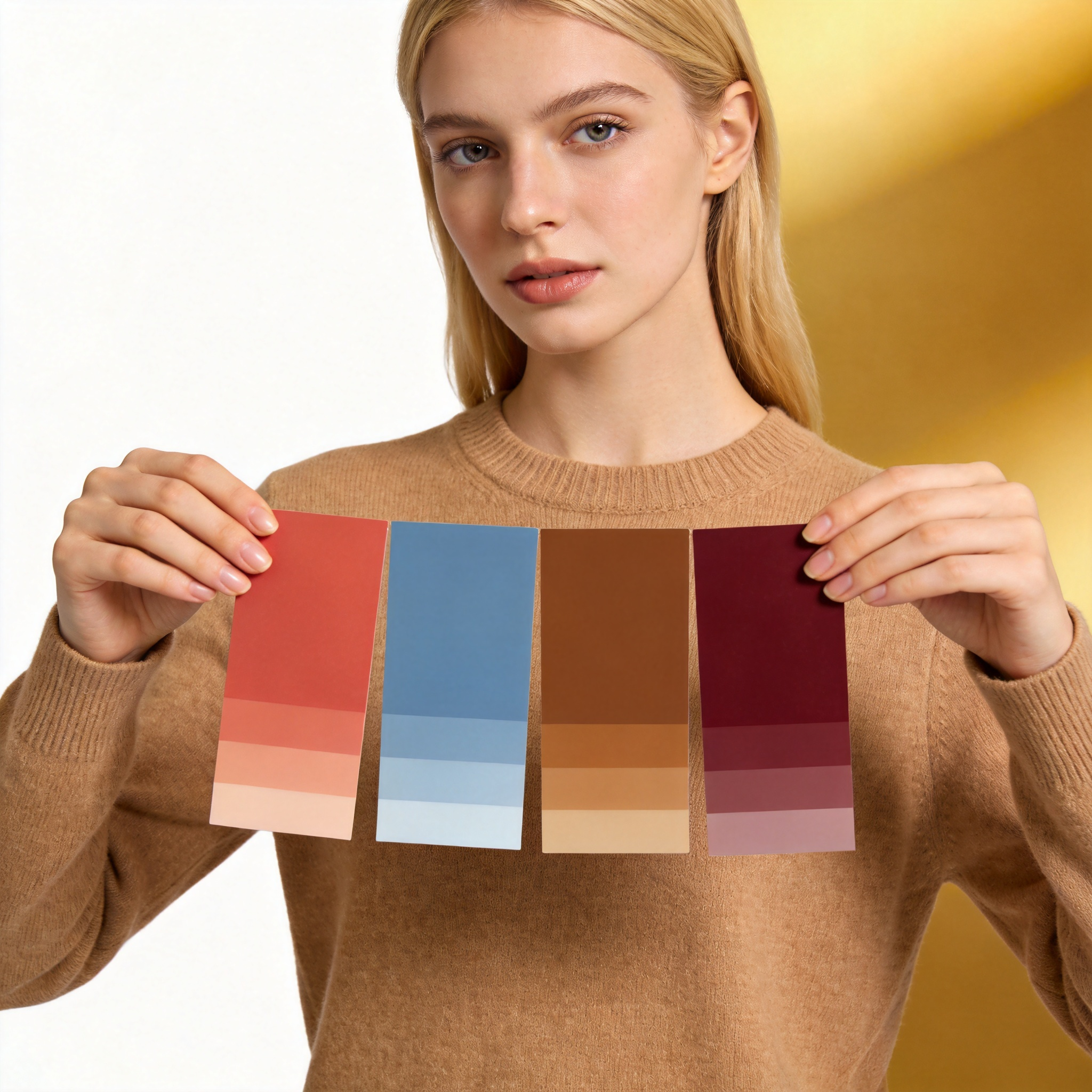 Four seasonal color palettes arranged in a circle showing spring, summer, autumn, and winter tones