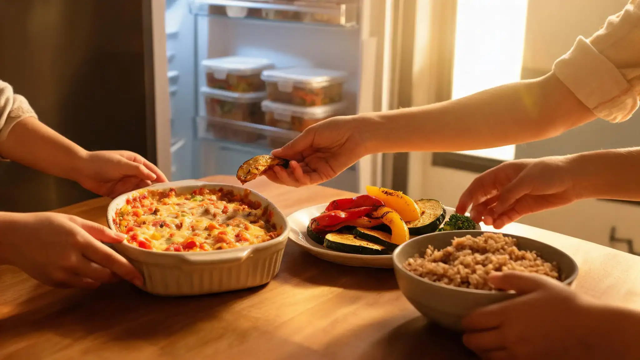 A variety of labeled freezer meals for busy school nights