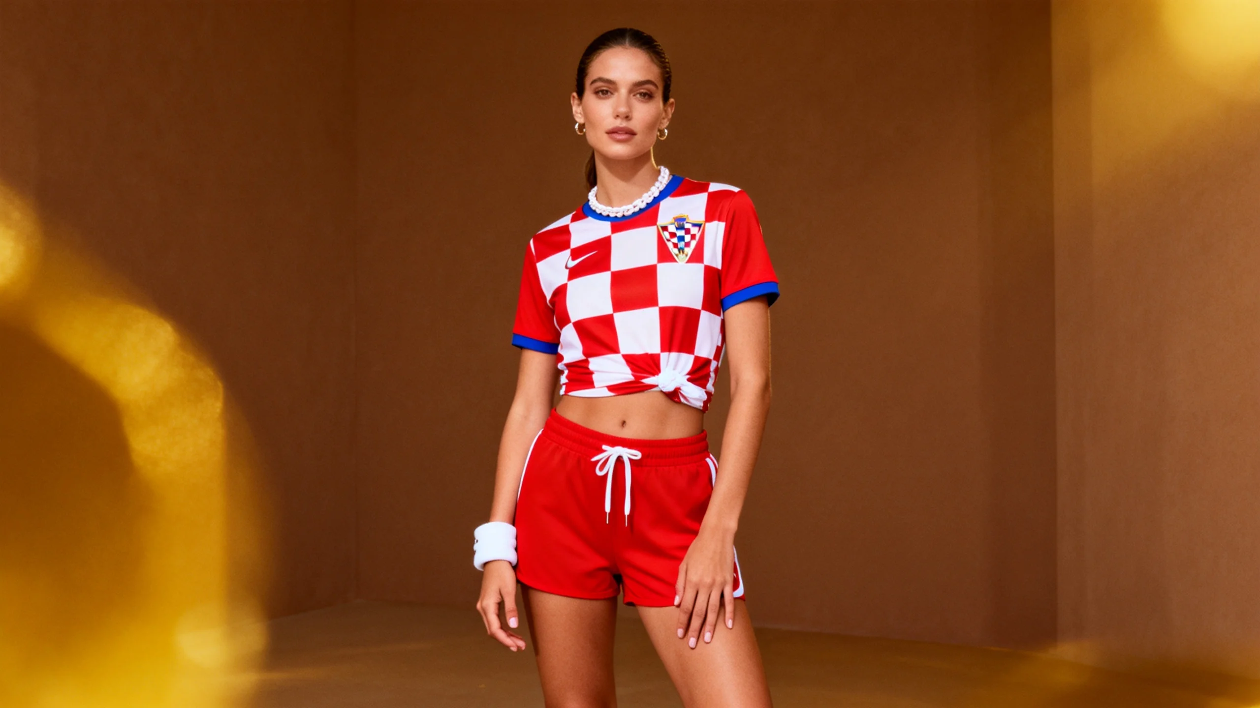 Croatia team fan outfit showing vatreni checkerboard red-white style