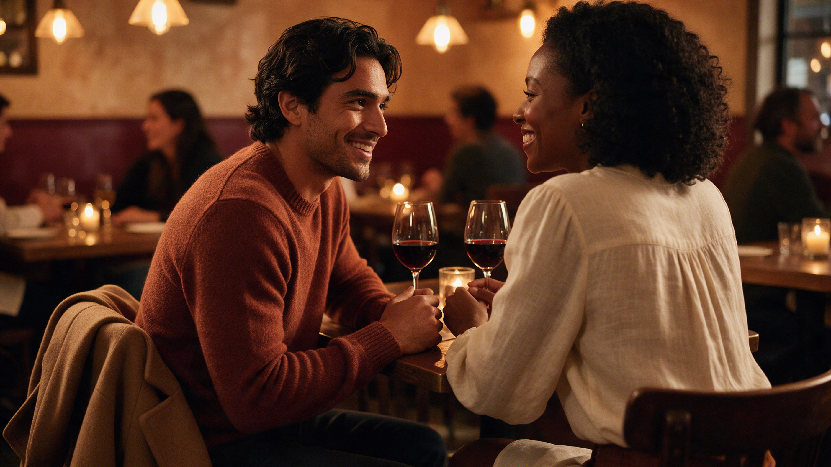 Date night warm color outfit palette for dark and olive skin men