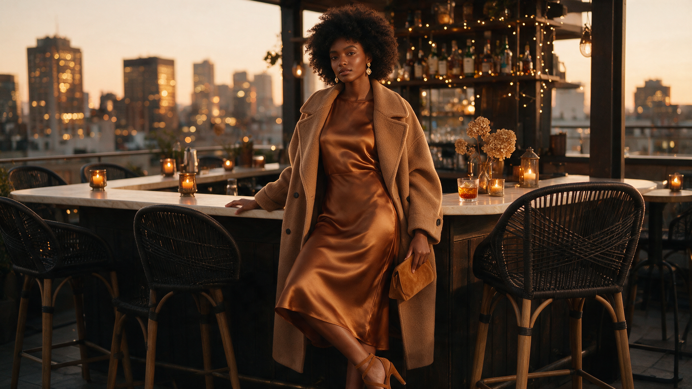 Chic fall date night outfit idea for a cozy dinner