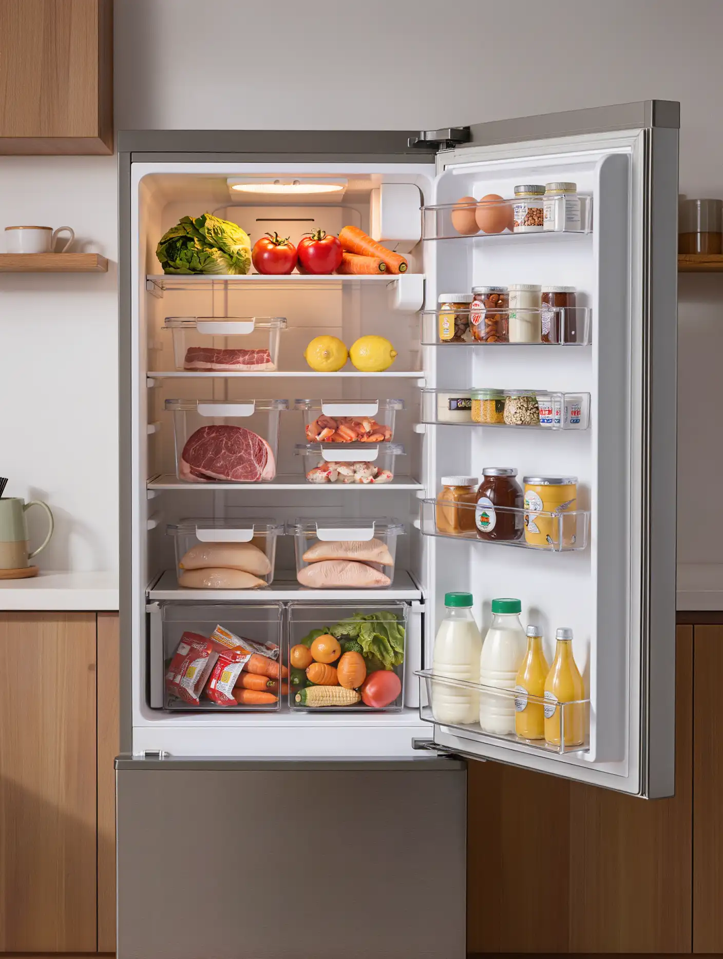 スマートフォン画面に表示された献立アプリのインターフェース、1週間分の献立リストと栄養バランスグラフが表示されている