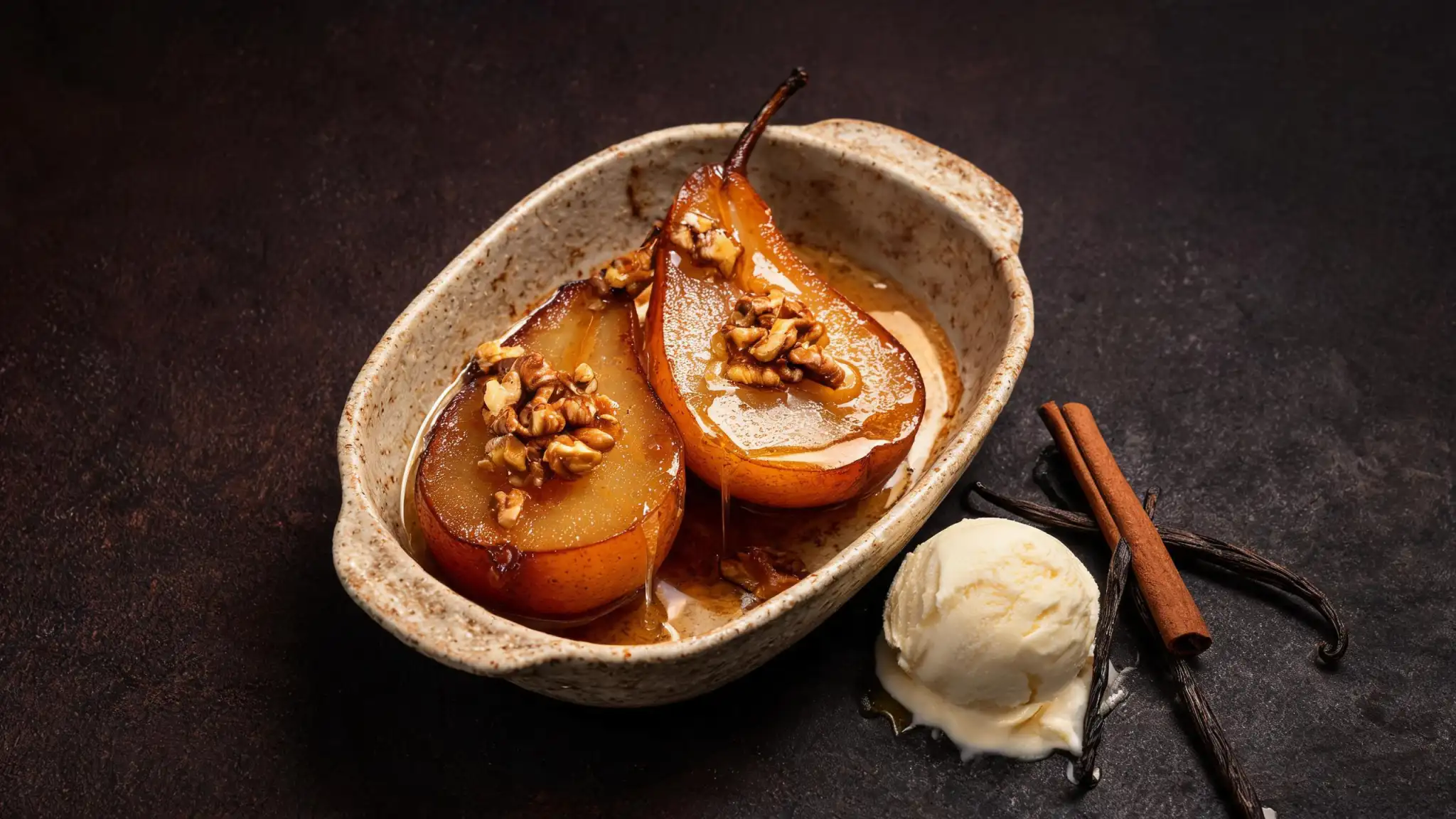 A creative pear dish with caramelized roasted pears