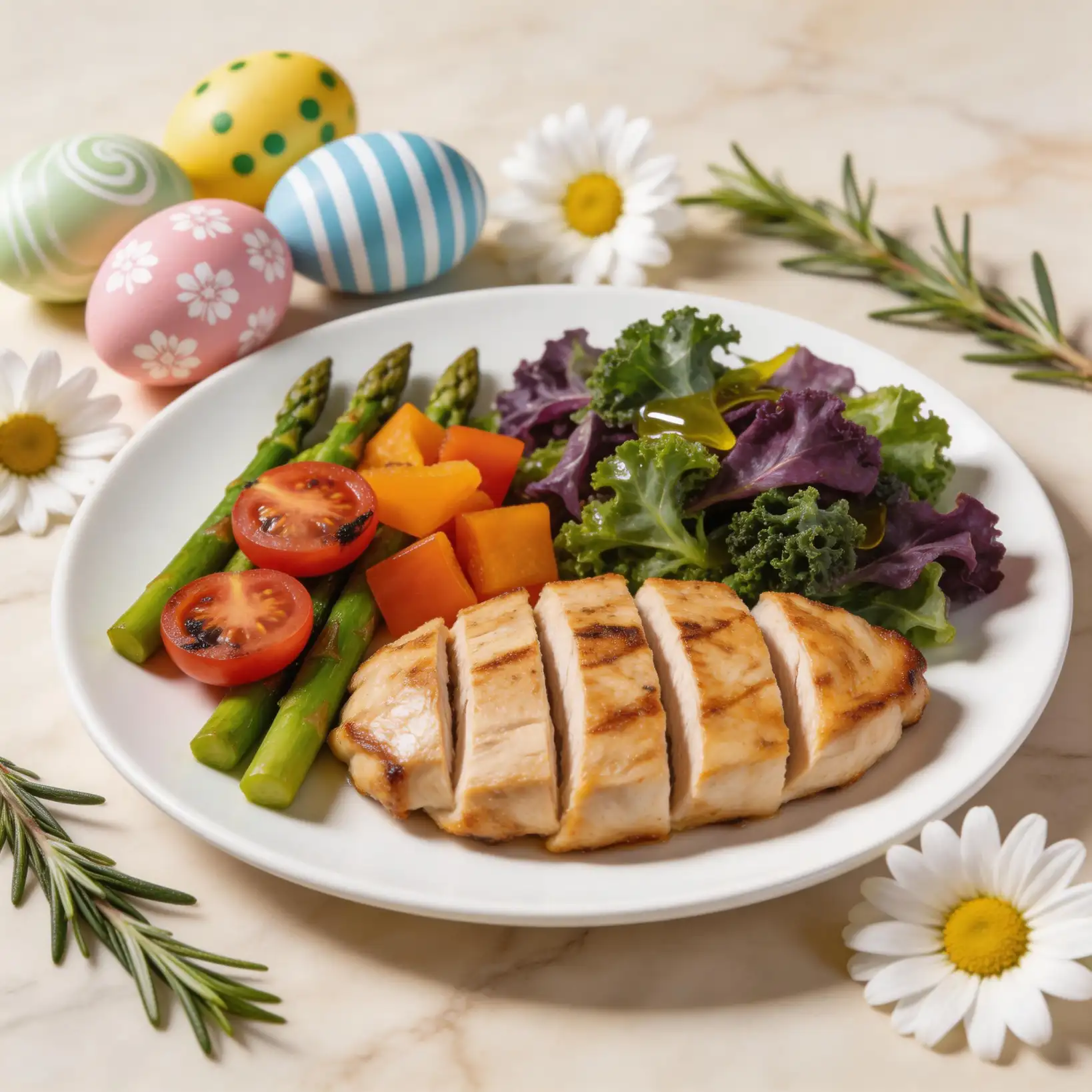 Herb-crusted lamb with roasted spring vegetables