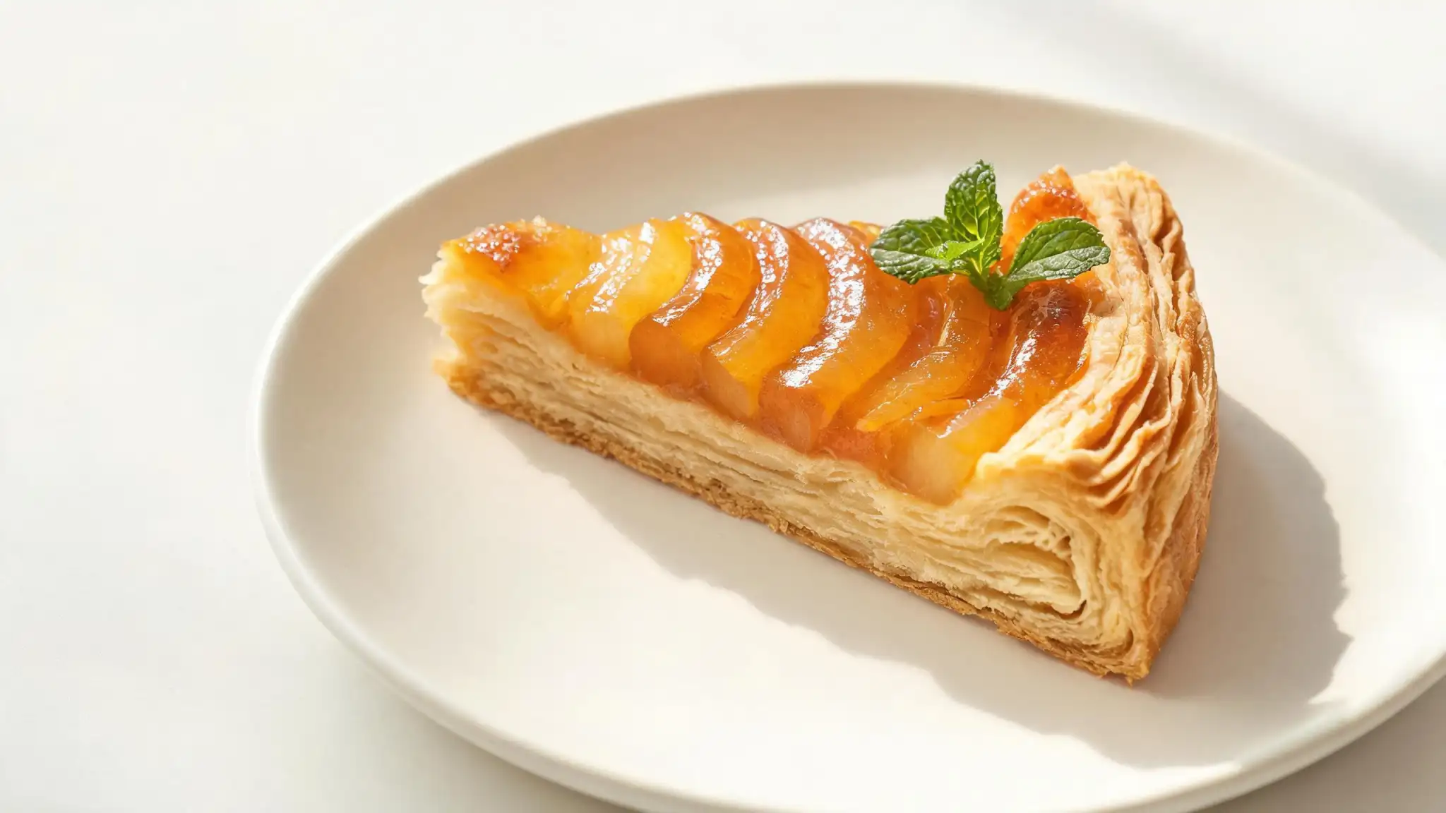 Classic French tart shell on a marble counter with seasonal fruit and pastry tools