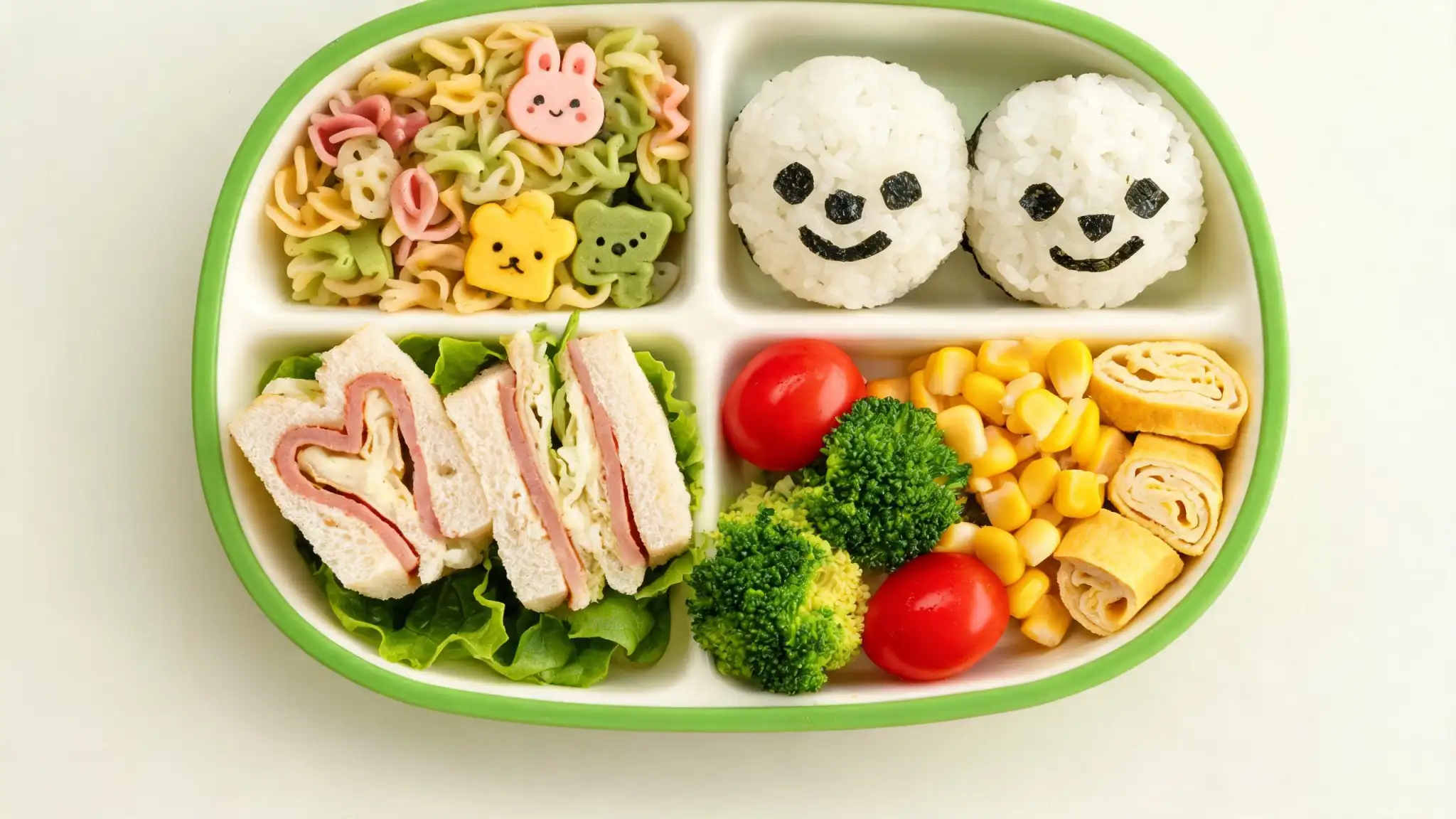 子供の夏休みホームランチの食材が並んだ明るいテーブル
