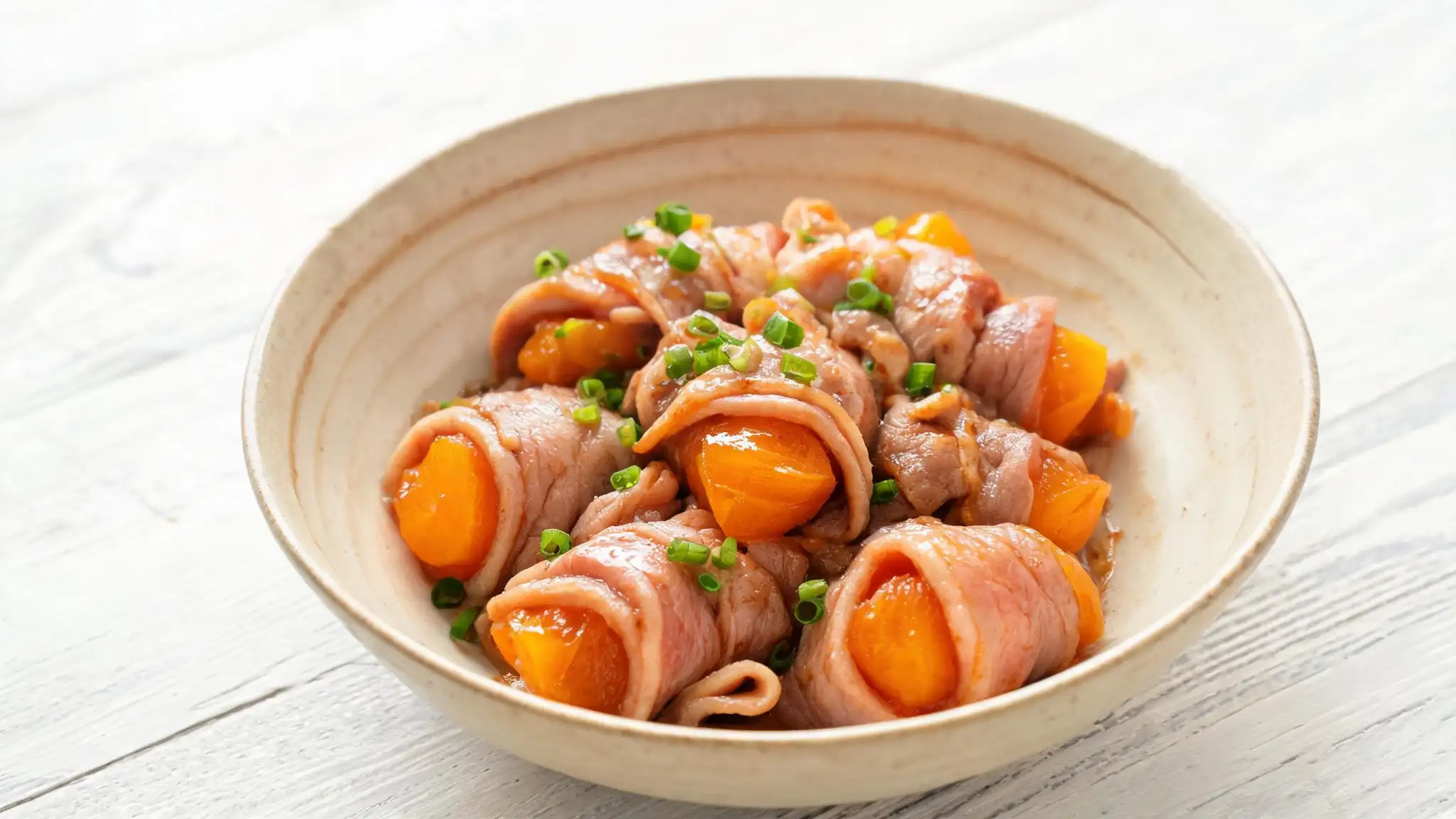柿と豚肉のオイスターソース炒め