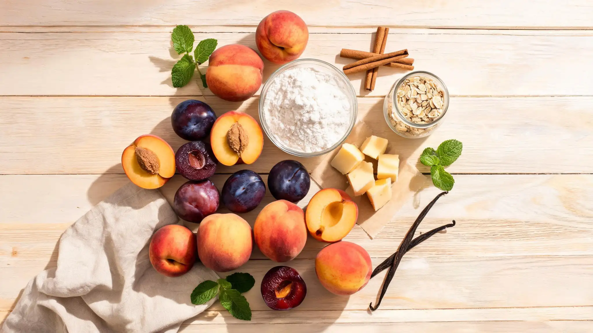 Warm skillet stone fruit desserts with cinnamon and maple for early fall