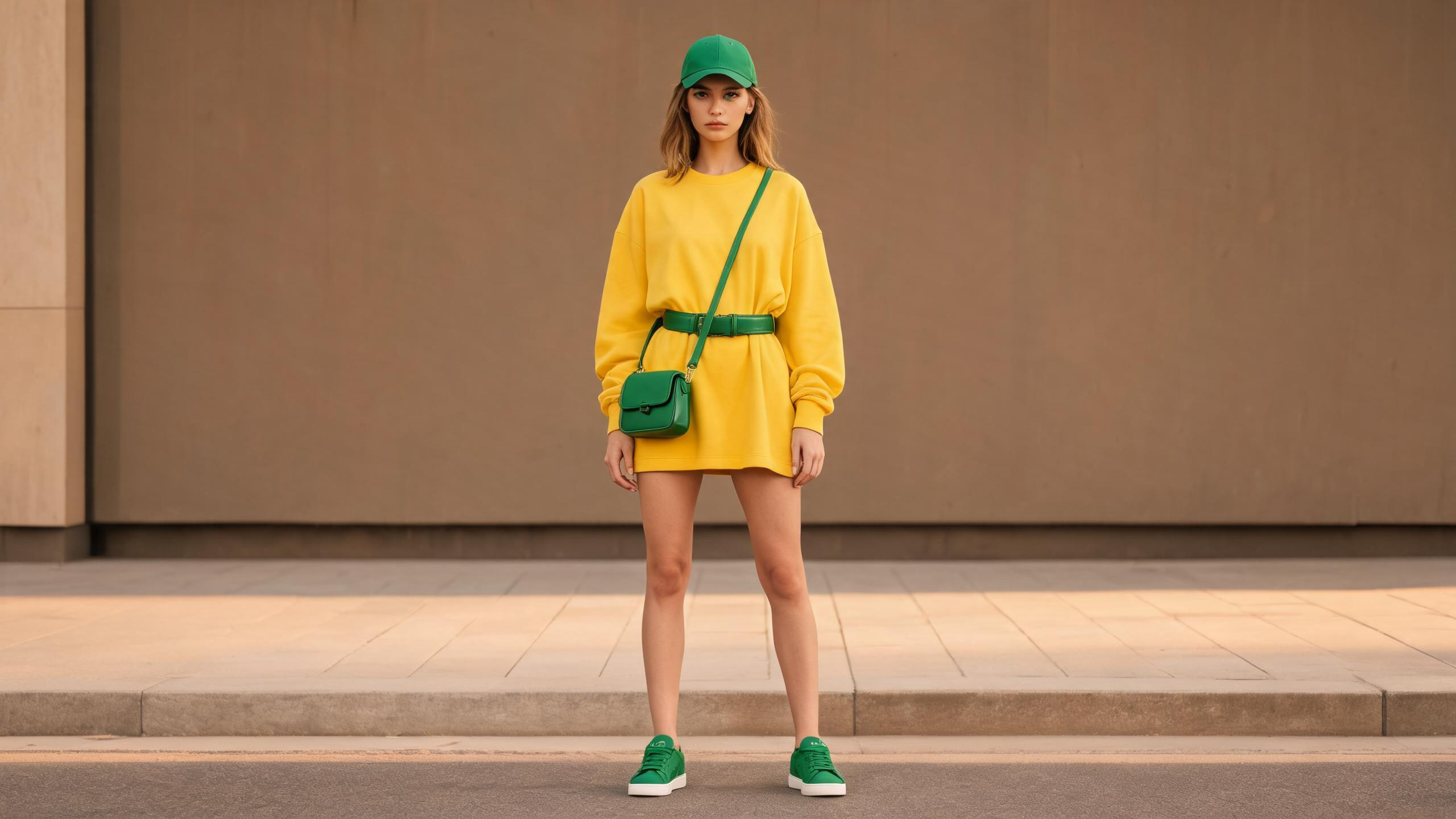 Brazil team fan outfit showing samba yellow-green radiance