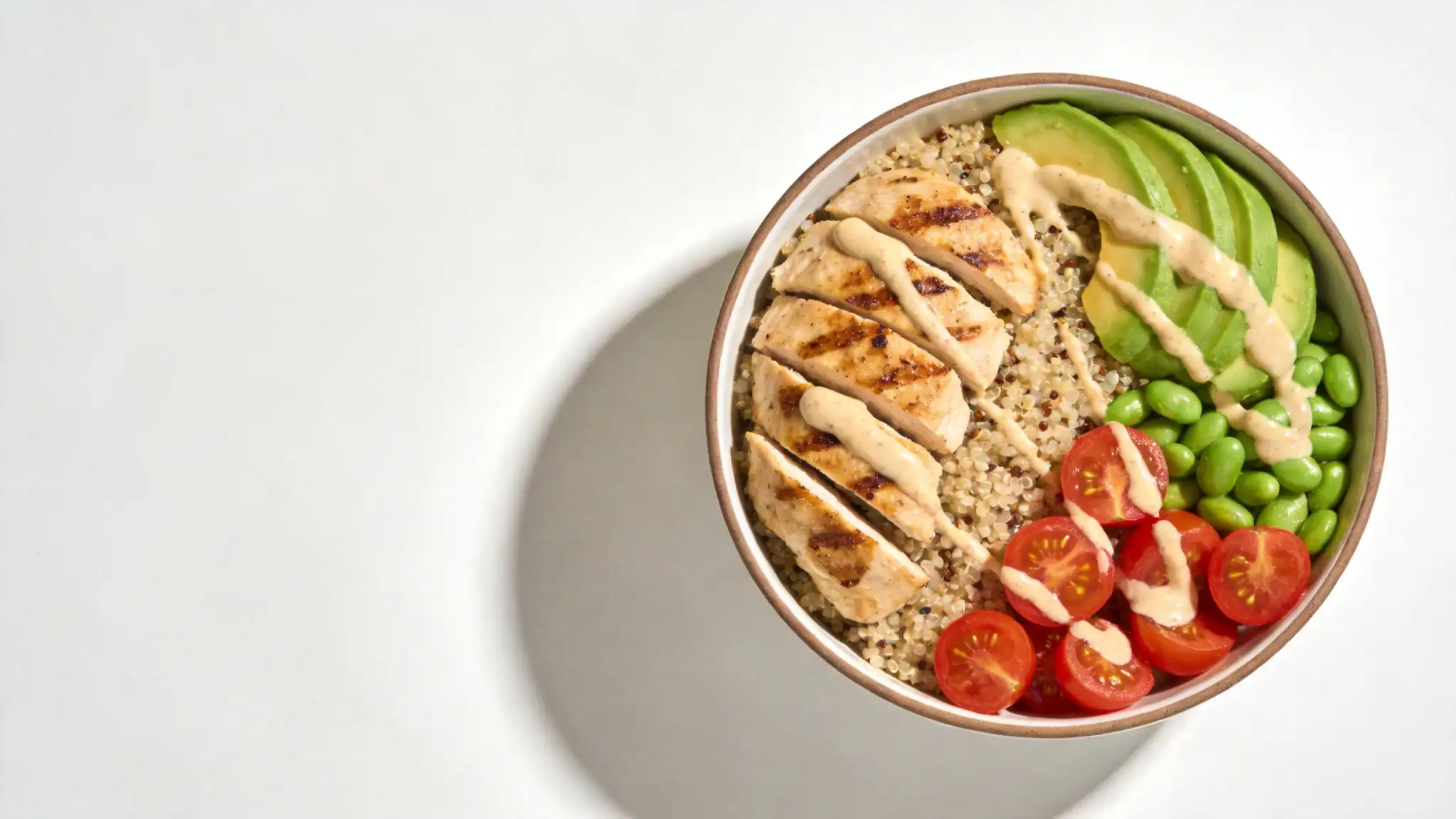 Protein-packed grain bowl with fresh vegetables