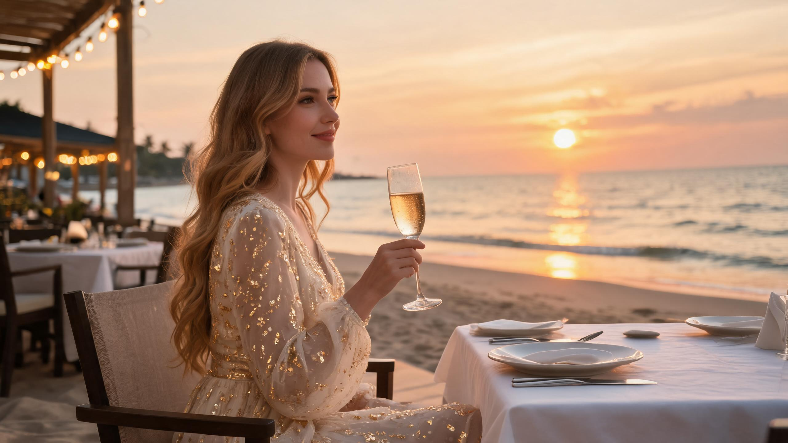 Beach to dinner outfit: sunset resort evening look