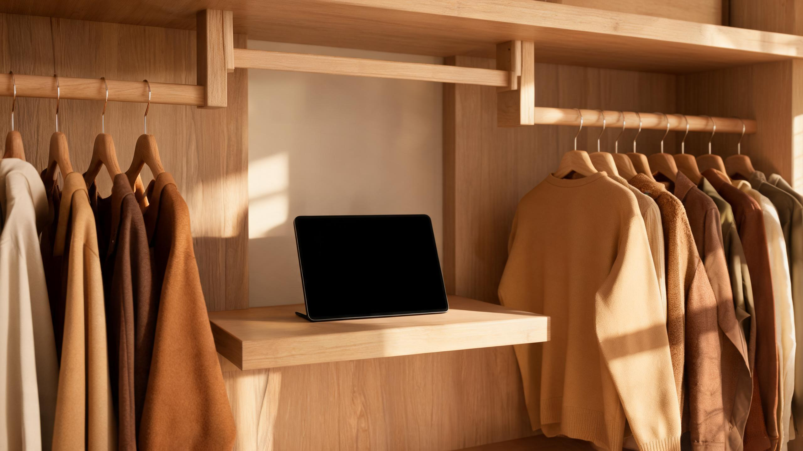 AI-powered sustainable wardrobe planning with earth-tone garments